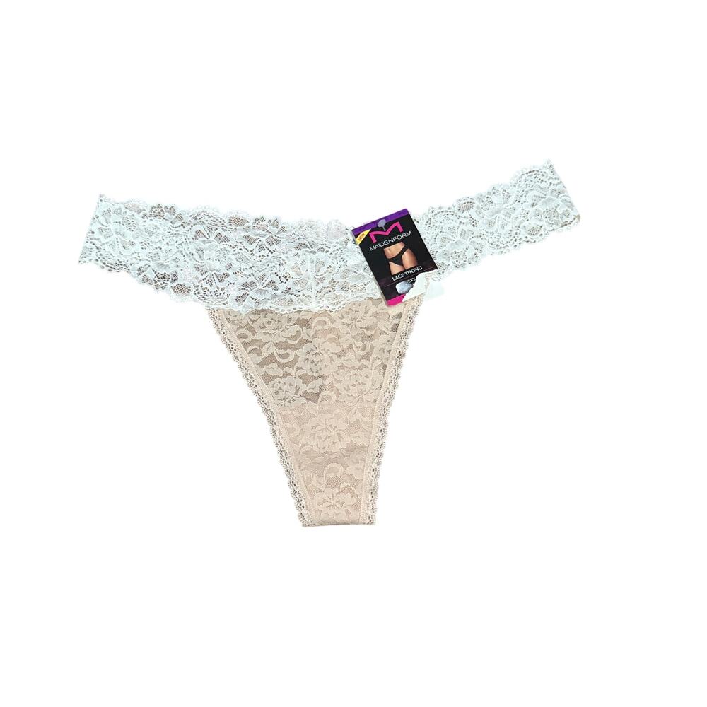 Maidenform All Over Lace Thong Panty Dmeslt Paris Ivory Womens 9 2XL